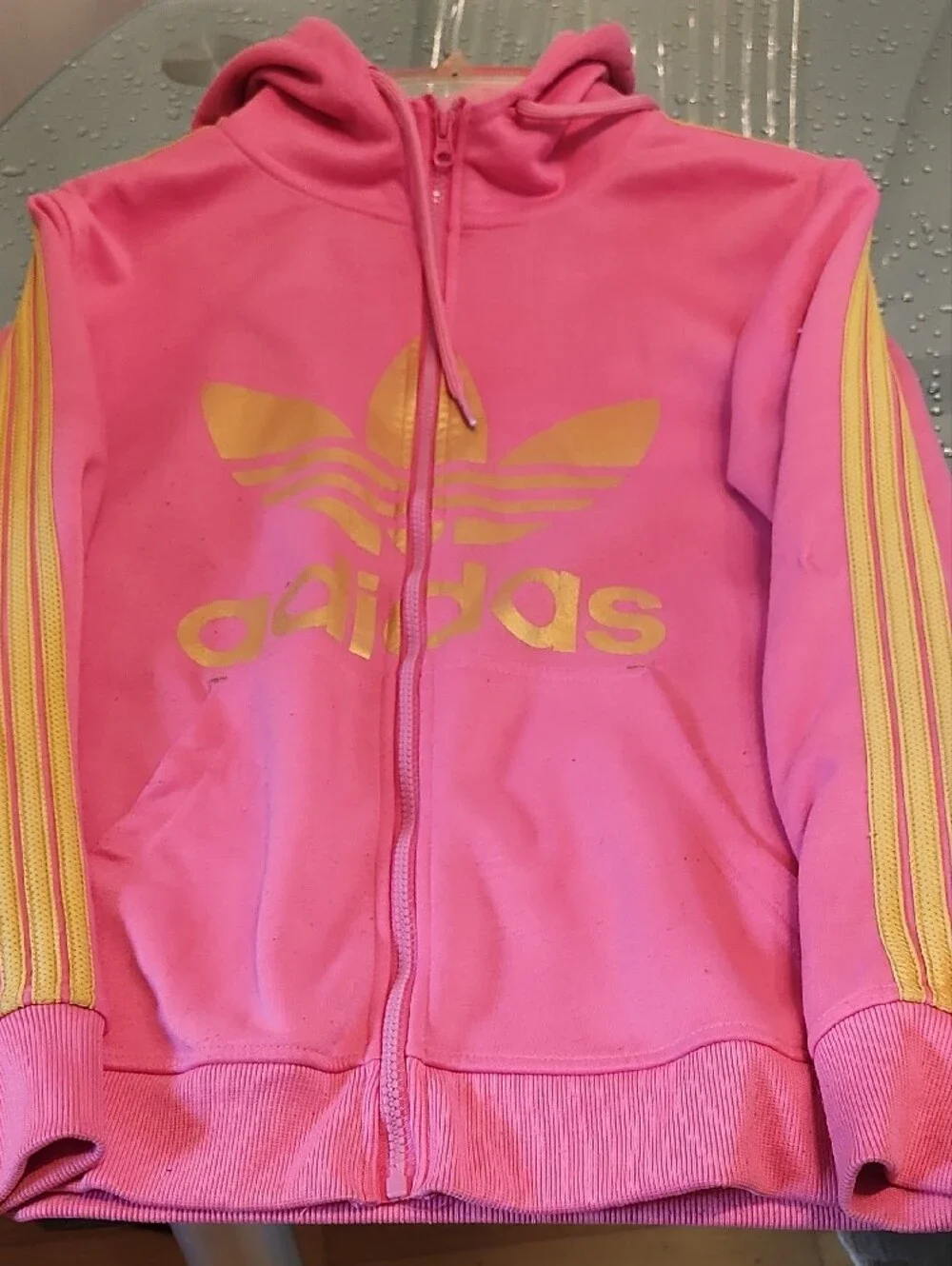 adidas Pink Hoodie & Joggers Set with Yellow Logo